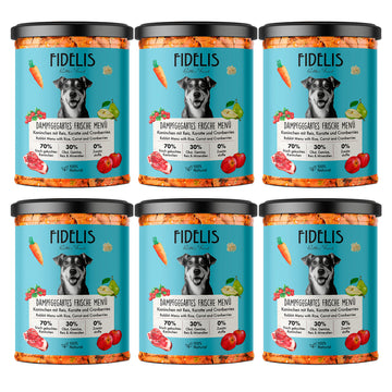 (Tray) 6 x Frische Menü Kaninchen mit Reis (im Glas)
